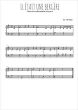Téléchargez l'arrangement pour piano de la partition de Il était une bergère en PDF